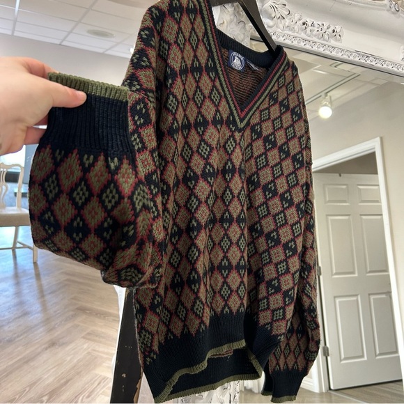 80's Vintage Atlantic Traders Diamond Pattern Acrylic Knit Sweater Sweater - Picture 3 of 5